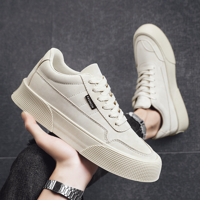 Casual Board Flat Shoes Men Breathable Thick-Soled Lace-Up Sneakers for Walking Running