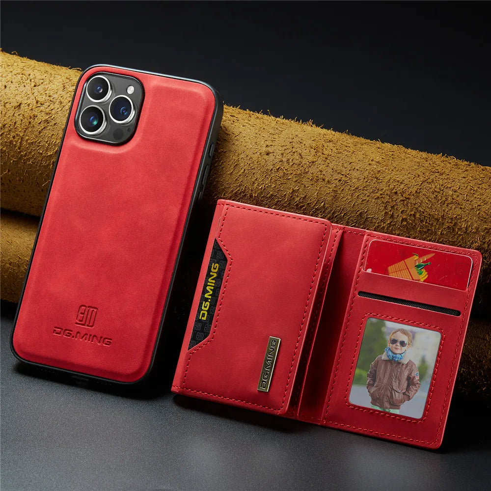2 in 1 Detachable Magnetic Leather Case for Iphone 17 Pro Max 17 Air 16 16E 15 14 13 12 11 Wallet Cover Cards Holder Pocket