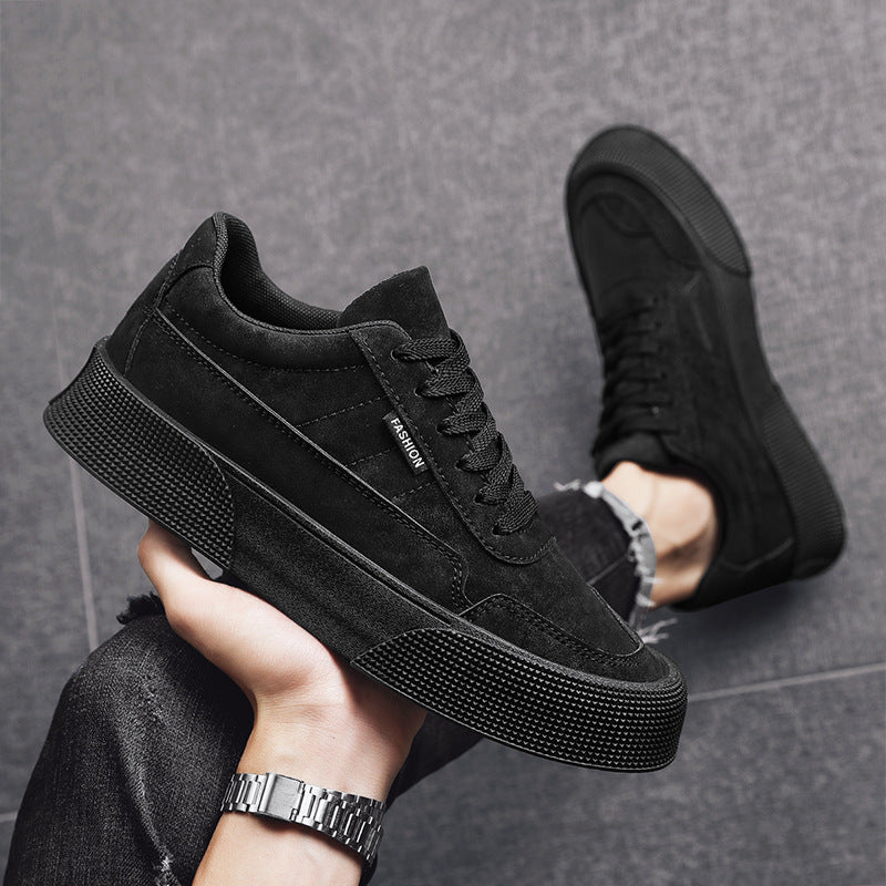 Casual Board Flat Shoes Men Breathable Thick-Soled Lace-Up Sneakers for Walking Running