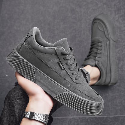 Casual Board Flat Shoes Men Breathable Thick-Soled Lace-Up Sneakers for Walking Running