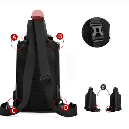 Multifunction Bags for Men Nylon Backpack Crossbody Shoulder Bag with USB Charging Port Chest Bags Pack