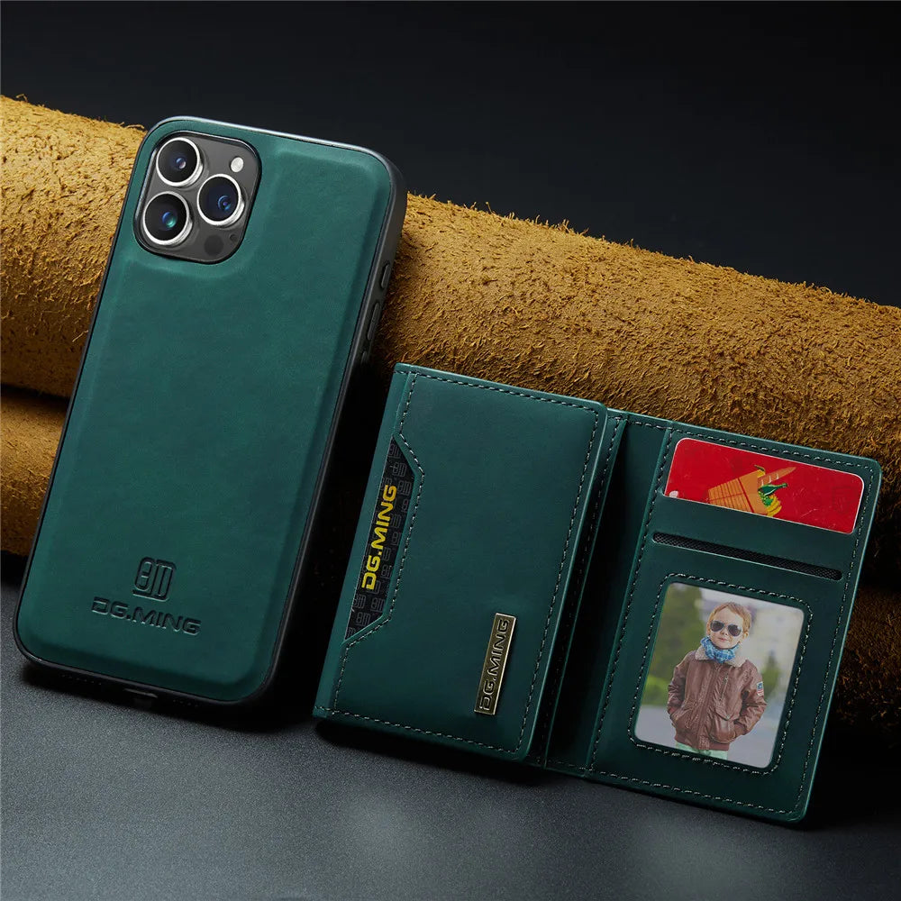 2 in 1 Detachable Magnetic Leather Case for Iphone 17 Pro Max 17 Air 16 16E 15 14 13 12 11 Wallet Cover Cards Holder Pocket