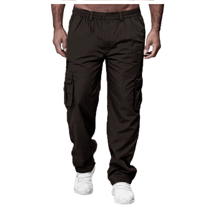 Men'S Casual Multi-Pocket Loose Straight Cargo Pants