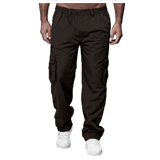 Men'S Casual Multi-Pocket Loose Straight Cargo Pants