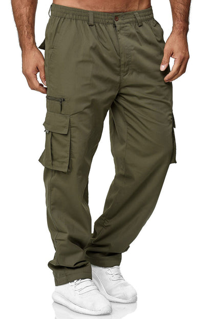 Men'S Casual Multi-Pocket Loose Straight Cargo Pants