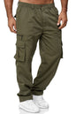 Men'S Casual Multi-Pocket Loose Straight Cargo Pants
