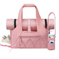 Waterproof Gym Bag Women Men, Foldable Sports Duffle Bag with Water Bottle Carrier Bag, Lightweight Travel Duffle Bag with Shoe Compartment for Gym, Yoga, Travel, Pink