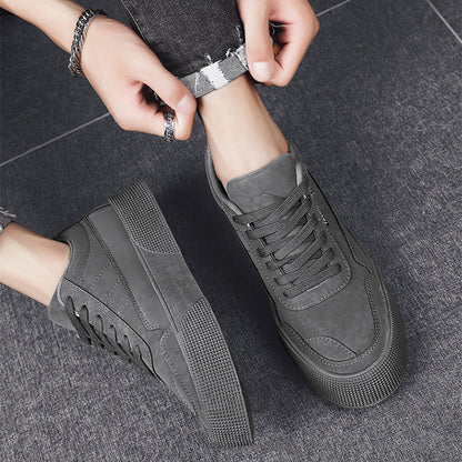 Casual Board Flat Shoes Men Breathable Thick-Soled Lace-Up Sneakers for Walking Running